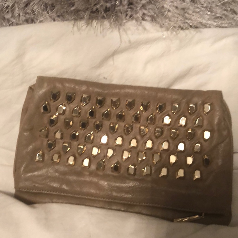 DVF studded clutch